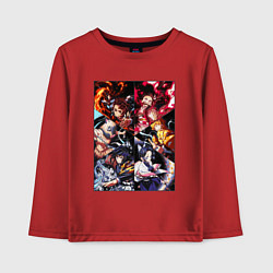 Лонгслив хлопковый детский КЛИНОК РАССЕКАЮЩИЙ ДЕМОНОВ, цвет: красный