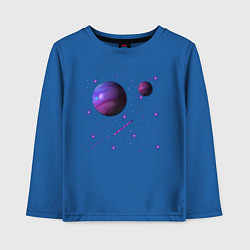 Лонгслив хлопковый детский Космос Планеты, цвет: синий