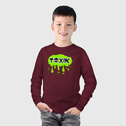 Лонгслив хлопковый детский Токсик toxik, цвет: меланж-бордовый — фото 2