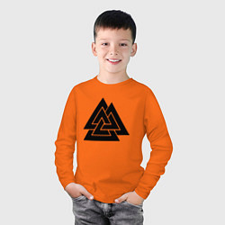 Лонгслив хлопковый детский Валькнут Valknut Z, цвет: оранжевый — фото 2