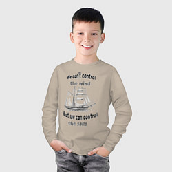 Лонгслив хлопковый детский Парусник, цвет: миндальный — фото 2