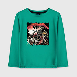 Лонгслив хлопковый детский METALLICA HARD ROCK, цвет: зеленый