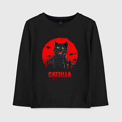 Лонгслив хлопковый детский КОТЗИЛЛА CATZILLA, цвет: черный