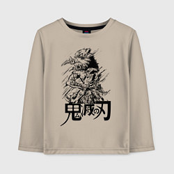 Лонгслив хлопковый детский Иноске Хашибира Kimetsu no Yaiba, цвет: миндальный