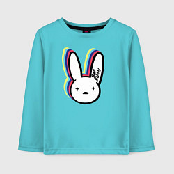 Лонгслив хлопковый детский Bad Bunny logo, цвет: бирюзовый