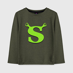 Лонгслив хлопковый детский Shrek: Logo S, цвет: меланж-хаки
