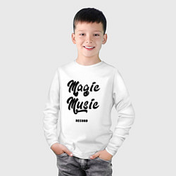 Лонгслив хлопковый детский Magic Music Record Black on White, цвет: белый — фото 2