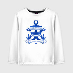 Лонгслив хлопковый детский Морские приключения, цвет: белый
