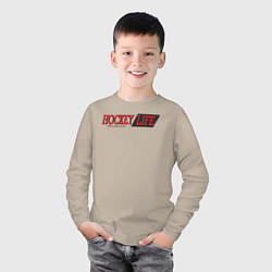 Лонгслив хлопковый детский Hockey life logo text, цвет: миндальный — фото 2