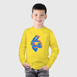 Лонгслив хлопковый детский DJ Llama, цвет: желтый — фото 2