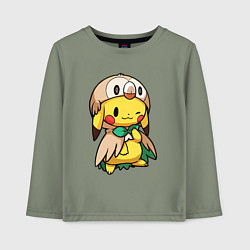 Лонгслив хлопковый детский Пикачу - совенок, цвет: авокадо