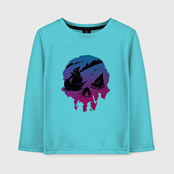 Лонгслив хлопковый детский Море воров, цвет: бирюзовый