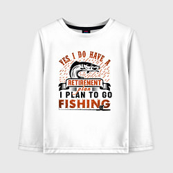 Лонгслив хлопковый детский I plan to fishing, цвет: белый
