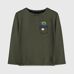 Лонгслив хлопковый детский Pepe simp, цвет: меланж-хаки