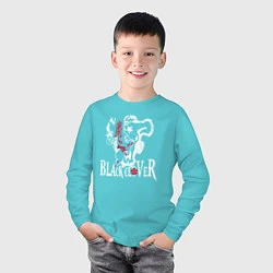 Лонгслив хлопковый детский Черные быки белое лого, цвет: бирюзовый — фото 2