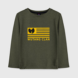 Лонгслив хлопковый детский Wu-Tang Flag, цвет: меланж-хаки