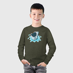 Лонгслив хлопковый детский Акула, цвет: меланж-хаки — фото 2