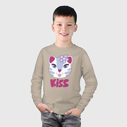 Лонгслив хлопковый детский Kiss Cat, цвет: миндальный — фото 2