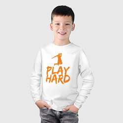 Лонгслив хлопковый детский Play Hard, цвет: белый — фото 2