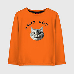 Лонгслив хлопковый детский Кот с вопросами, цвет: оранжевый