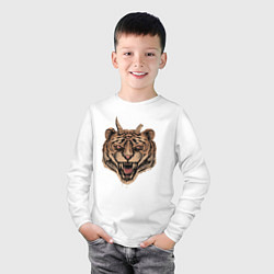 Лонгслив хлопковый детский Evil Tiger, цвет: белый — фото 2
