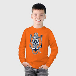 Лонгслив хлопковый детский Капитан моряк, цвет: оранжевый — фото 2