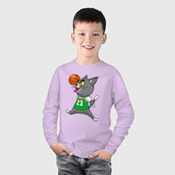 Лонгслив хлопковый детский Jordan Cat, цвет: лаванда — фото 2