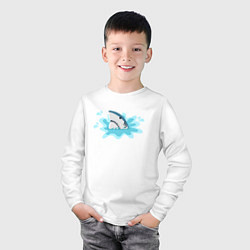 Лонгслив хлопковый детский Акула в воде, цвет: белый — фото 2