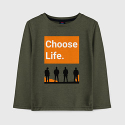Лонгслив хлопковый детский Choose Life, цвет: меланж-хаки