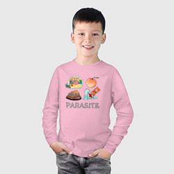 Лонгслив хлопковый детский Parasite Food, цвет: светло-розовый — фото 2