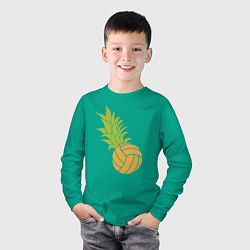 Лонгслив хлопковый детский Волейбольный ананас, цвет: зеленый — фото 2