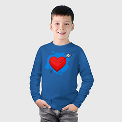Лонгслив хлопковый детский Влюбленное сердце, цвет: синий — фото 2