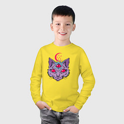 Лонгслив хлопковый детский Devil Cat, цвет: желтый — фото 2