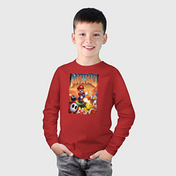 Лонгслив хлопковый детский MARIO DOOM, цвет: красный — фото 2