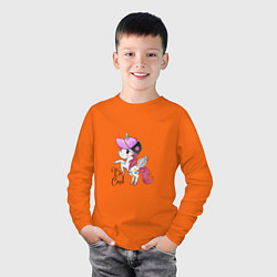 Лонгслив хлопковый детский BE COOL Единорог, цвет: оранжевый — фото 2