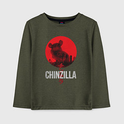 Лонгслив хлопковый детский Chinzilla white, цвет: меланж-хаки