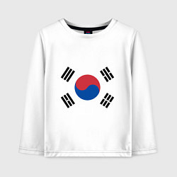 Лонгслив хлопковый детский Корея Корейский флаг, цвет: белый