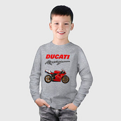 Лонгслив хлопковый детский DUCATI ДУКАТИ MOTOSPORT, цвет: меланж — фото 2