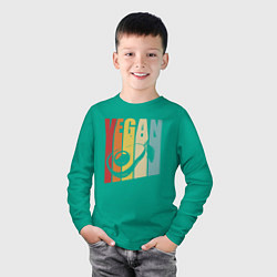 Лонгслив хлопковый детский Vegan, цвет: зеленый — фото 2