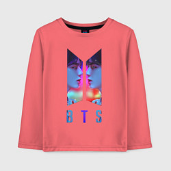 Лонгслив хлопковый детский Logo BTS, цвет: коралловый
