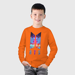 Лонгслив хлопковый детский Logo BTS, цвет: оранжевый — фото 2
