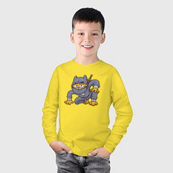 Лонгслив хлопковый детский Ниндзя Кот, цвет: желтый — фото 2
