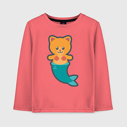 Лонгслив хлопковый детский Cat Mermaid, цвет: коралловый