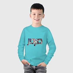 Лонгслив хлопковый детский Jojo Bizarre Adventure логотип, цвет: бирюзовый — фото 2