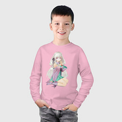 Лонгслив хлопковый детский Эмилия, цвет: светло-розовый — фото 2