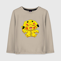 Лонгслив хлопковый детский Милый пикачу, цвет: миндальный