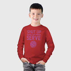 Лонгслив хлопковый детский Shut Up And Serve, цвет: красный — фото 2