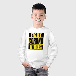 Лонгслив хлопковый детский Fight Corona Virus, цвет: белый — фото 2