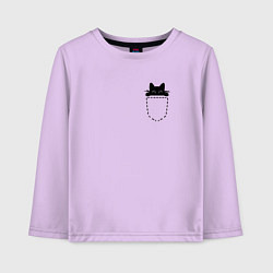 Лонгслив хлопковый детский Кот в кармане, цвет: лаванда