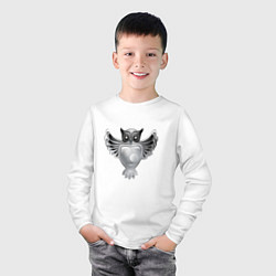 Лонгслив хлопковый детский Серебряная сова, цвет: белый — фото 2